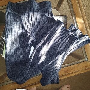 Zara Kids Ribbed Knit Flare Leggings - Heathered Navy Blue